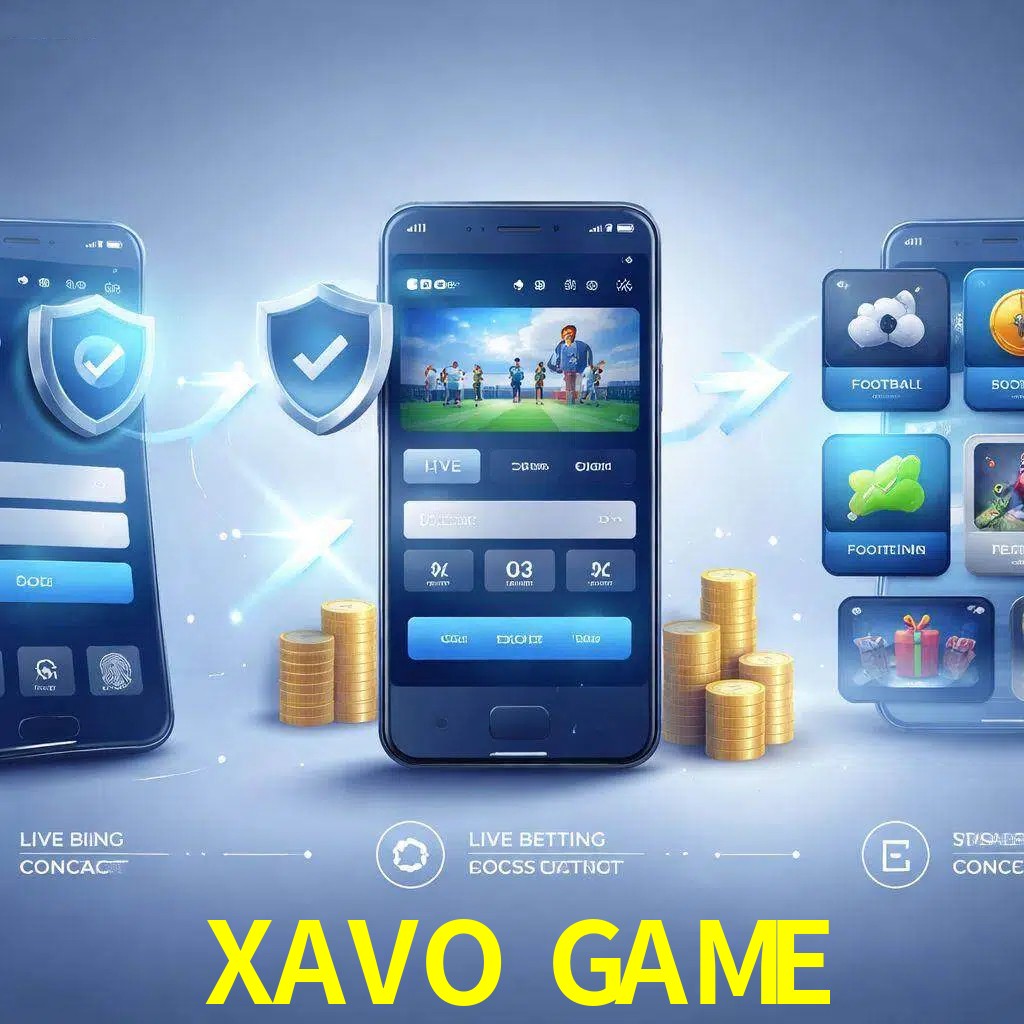 Pasos de acceso a la app XAVO GAME en pantalla de teléfono móvil