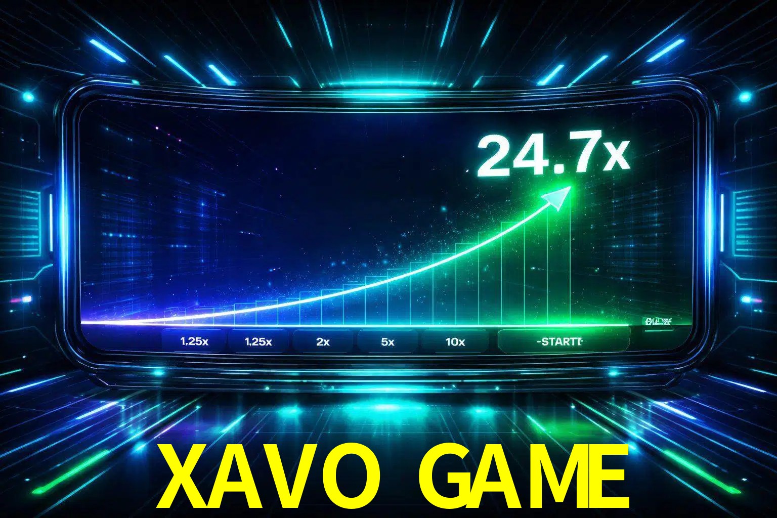 Una pantalla moderna de juego estilo crash con multiplicadores ascendentes, visuales de neón y una interfaz intensa enfocada en la acción.